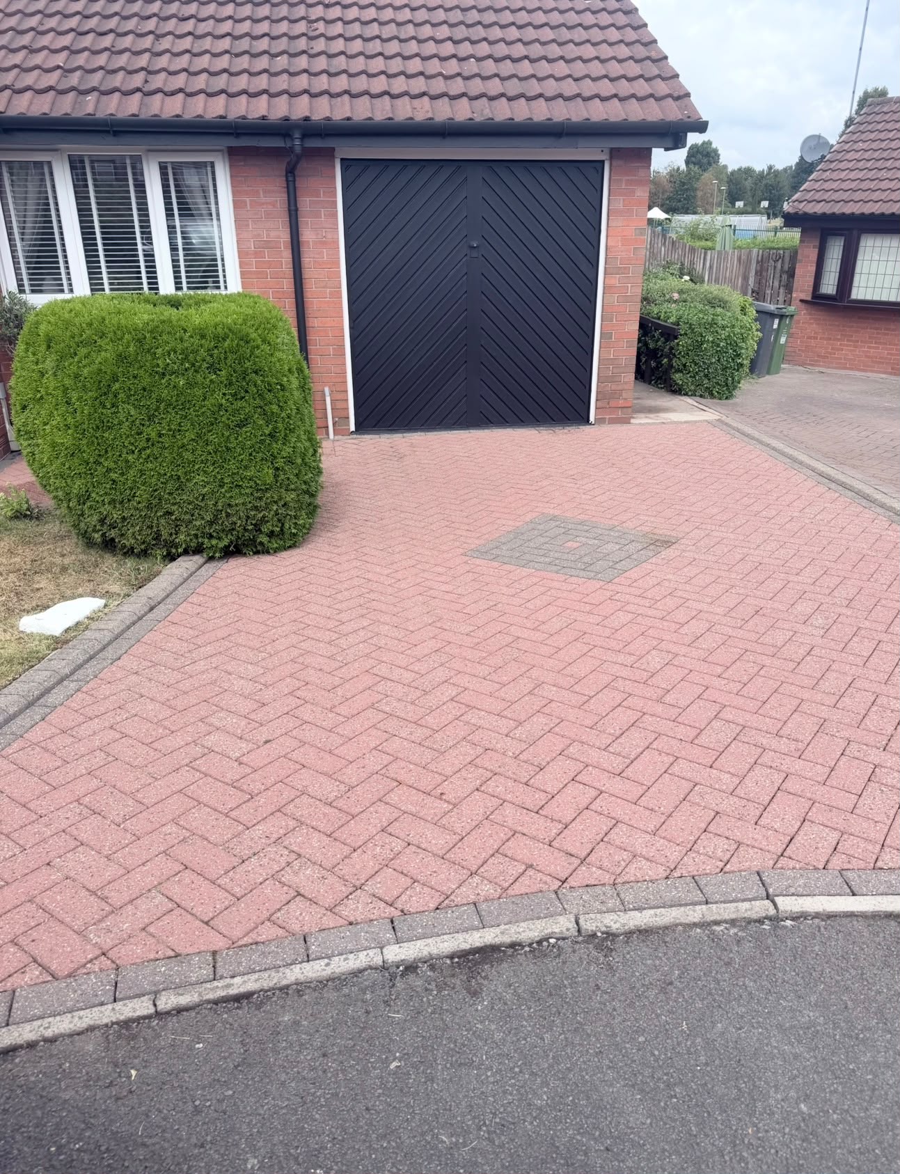 Block paving driveway cleaned and restored, Newcastle-under-Lyme
